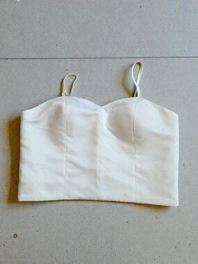 GRACIA White Satin Crop Dress Tank Top Size Large